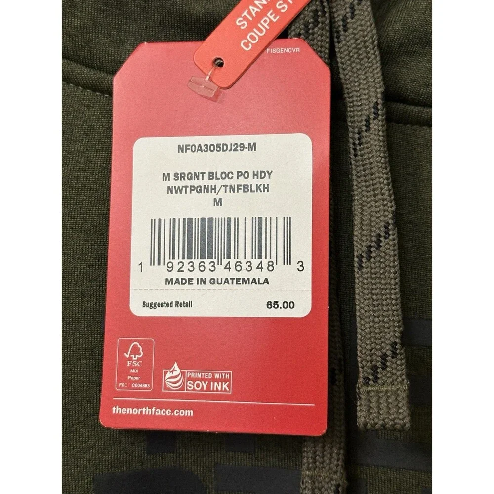NEW The North Face Mens Size Medium Surgent Block Pullover Military Green Black